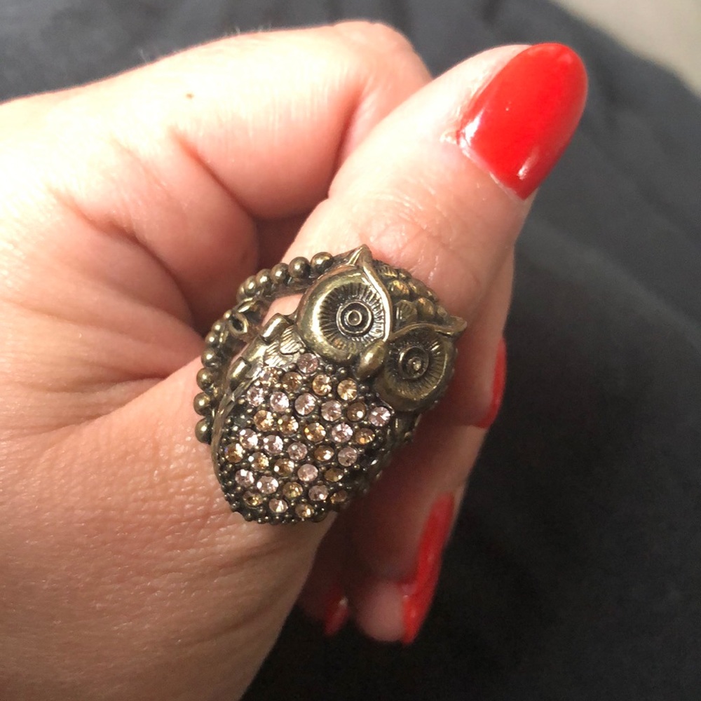 Fossil Crystal Owl Locket-Ring